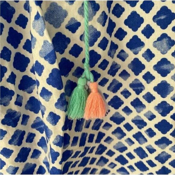 Matilda Jane Wandering Waters Blue Smocked Tassel Blouse Women's Size Medium Wor - Picture 7 of 9